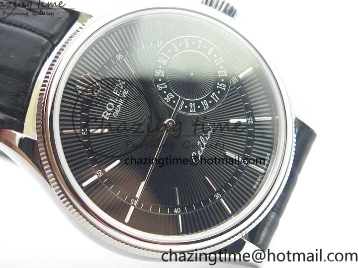 0510 Cellini 50519 Real Date SS BP Maker Best Edition Black Dial Sticks Markers on Black Leather Strap SA Affordable 3087
